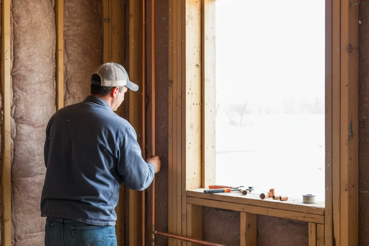 Licensed plumber running new copper supply lines in a Salem home